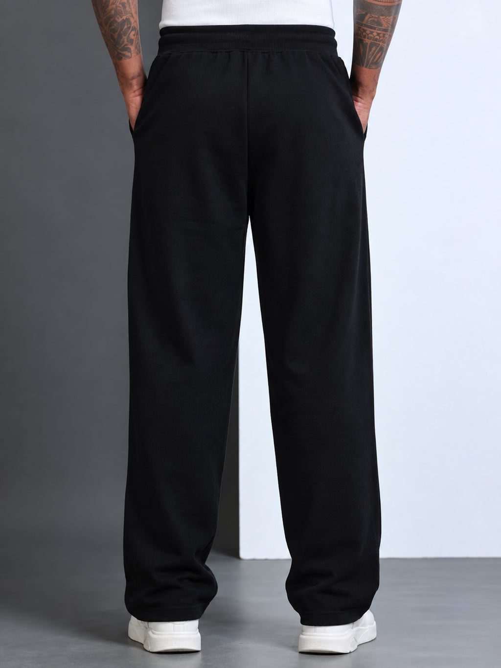 ARDEUR STREETZ Men Black Cotton Blend LEGEND Printed Baggy Fit Track Pants