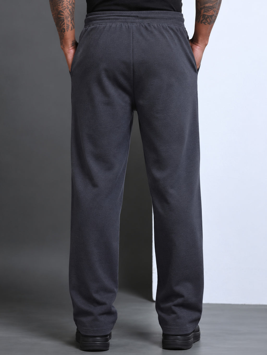 ARDEUR STREETZ Men Steel Grey Cotton Blend LEGEND Printed Baggy Fit Track Pants