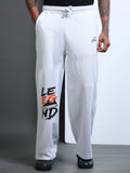 ARDEUR STREETZ Men White Melange Cotton Blend LEGEND Printed Baggy Fit Track Pants
