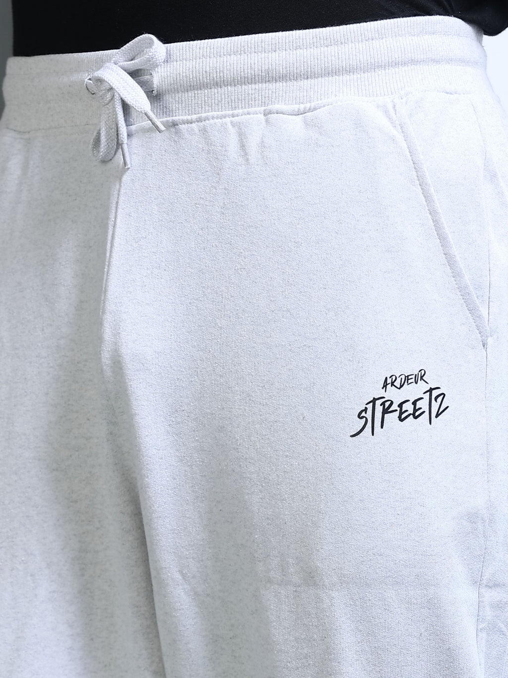 ARDEUR STREETZ Men White Melange Cotton Blend LEGEND Printed Baggy Fit Track Pants