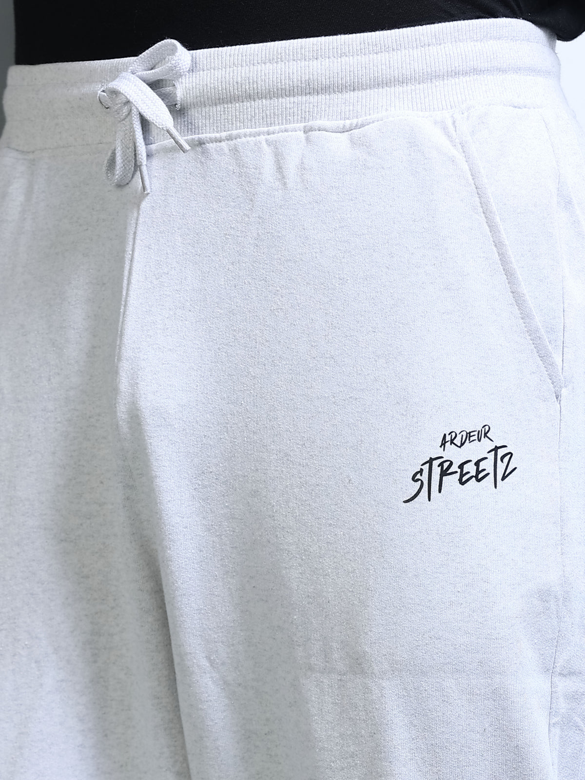 ARDEUR STREETZ Men White Melange Cotton Blend LEGEND Printed Baggy Fit Track Pants