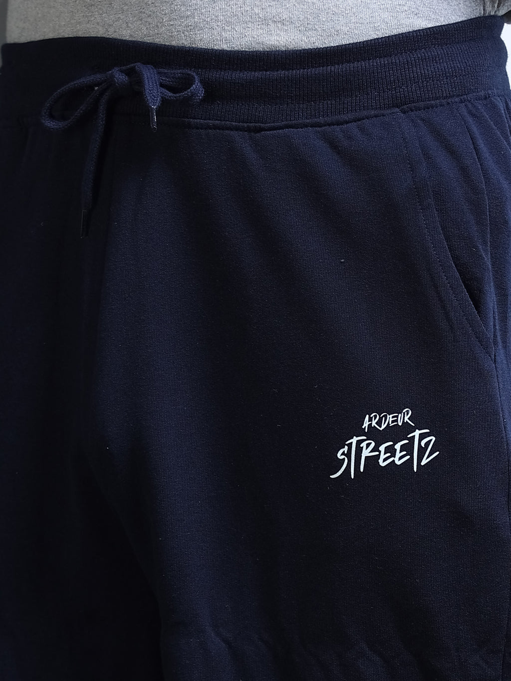 ARDEUR STREETZ Men Navy Cotton Blend WE SCROLL THEY RULE Printed Baggy Fit Track Pants
