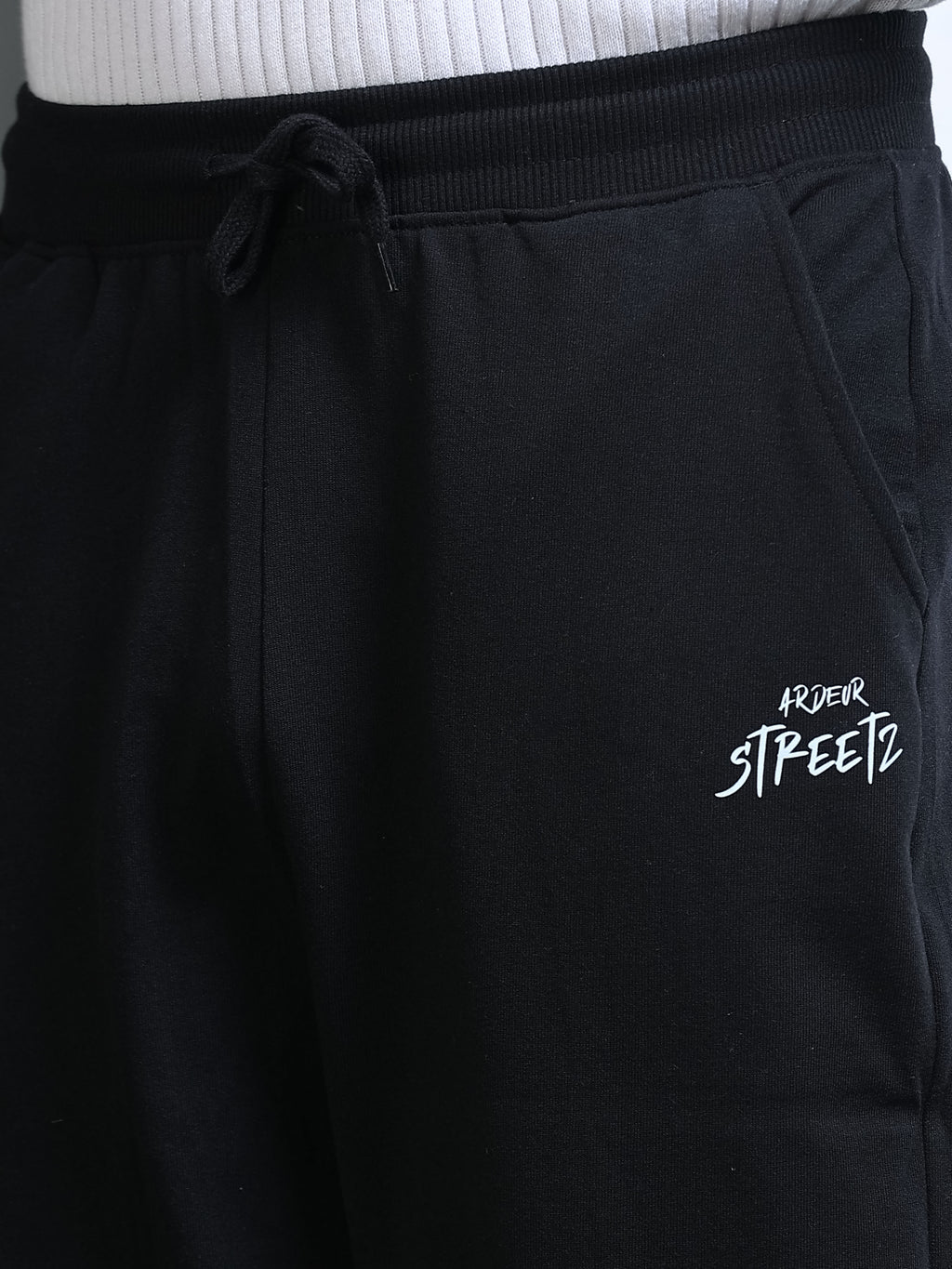 ARDEUR STREETZ Men Black Cotton Blend Have Fun Printed Baggy Fit Track Pants