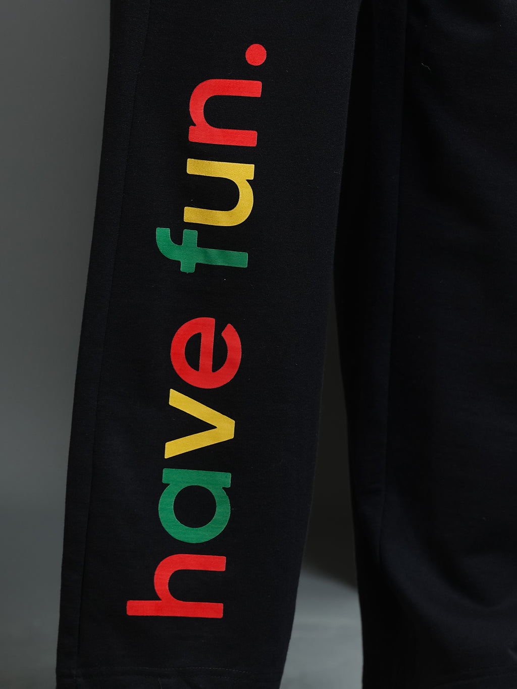 ARDEUR STREETZ Men Black Cotton Blend Have Fun Printed Baggy Fit Track Pants