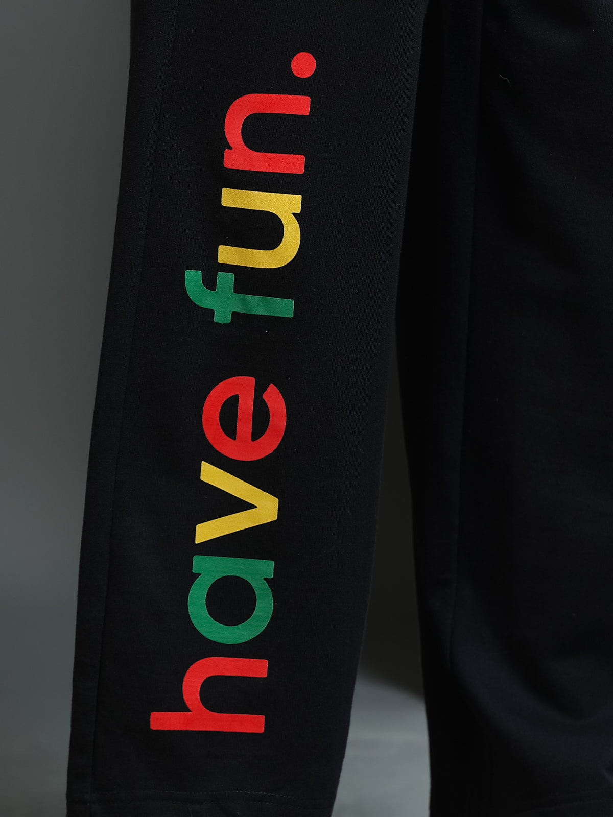 ARDEUR STREETZ Men Black Cotton Blend Have Fun Printed Baggy Fit Track Pants