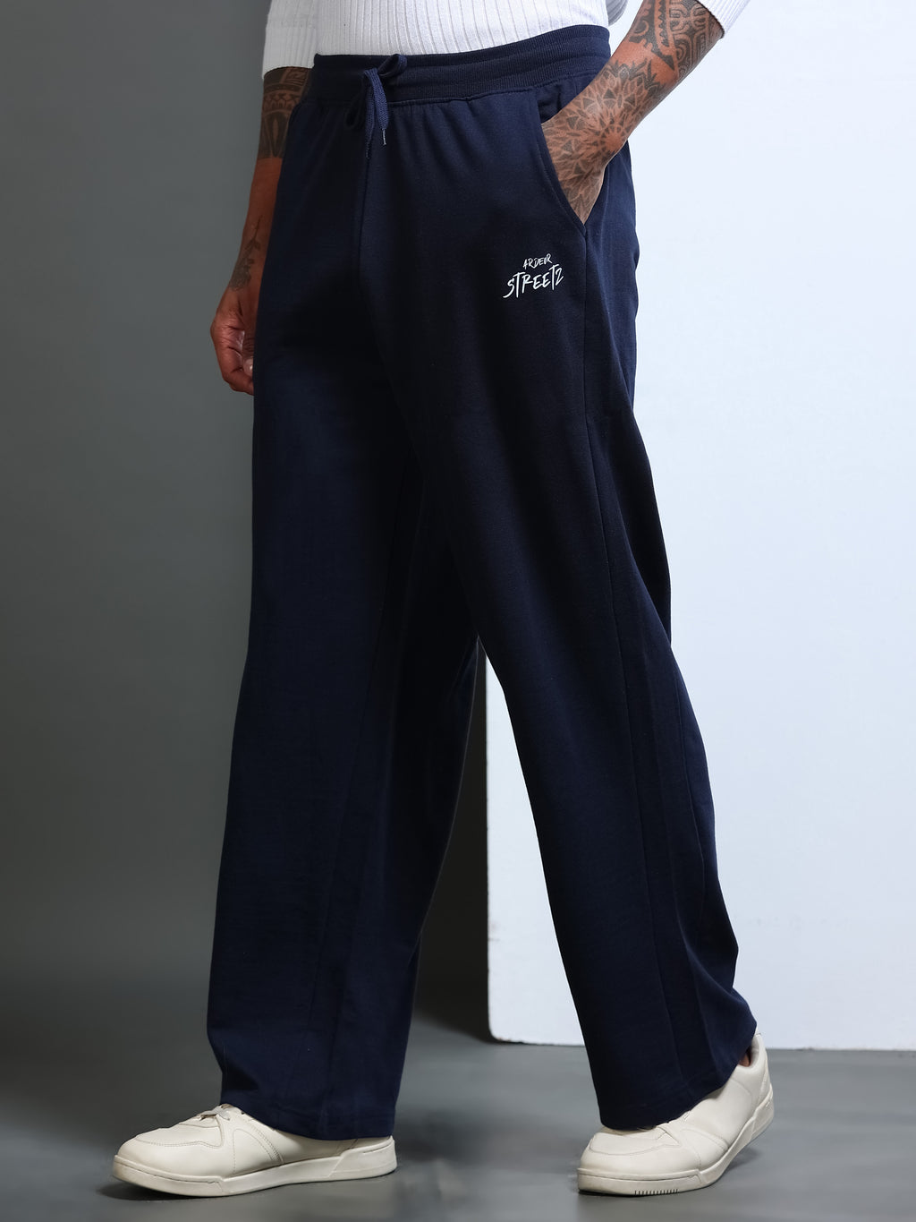 ARDEUR STREETZ Men Navy Cotton Blend Have Fun Printed Baggy Fit Track Pants