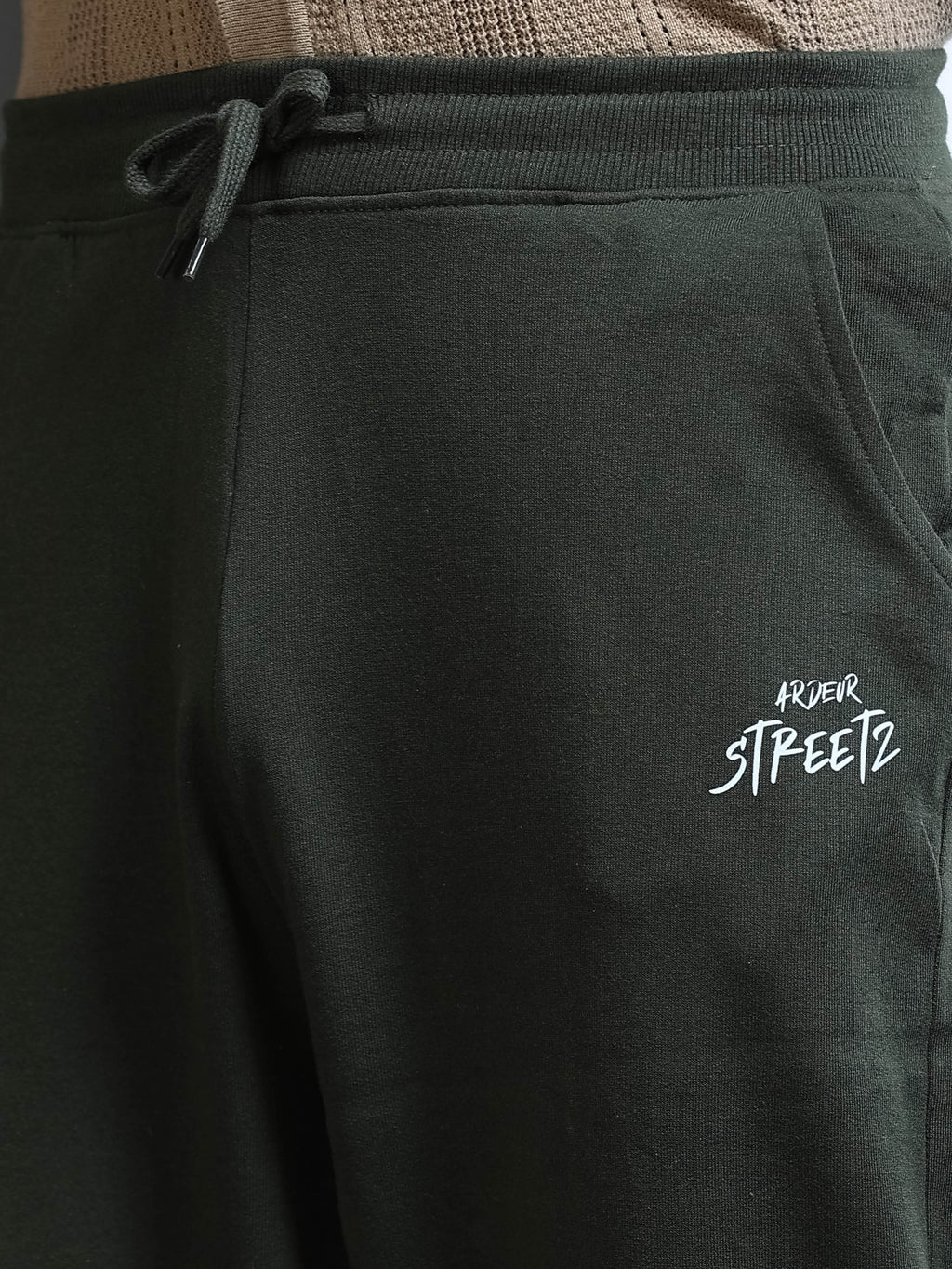 ARDEUR STREETZ Men Olive Cotton Blend Have Fun Printed Baggy Fit Track Pants
