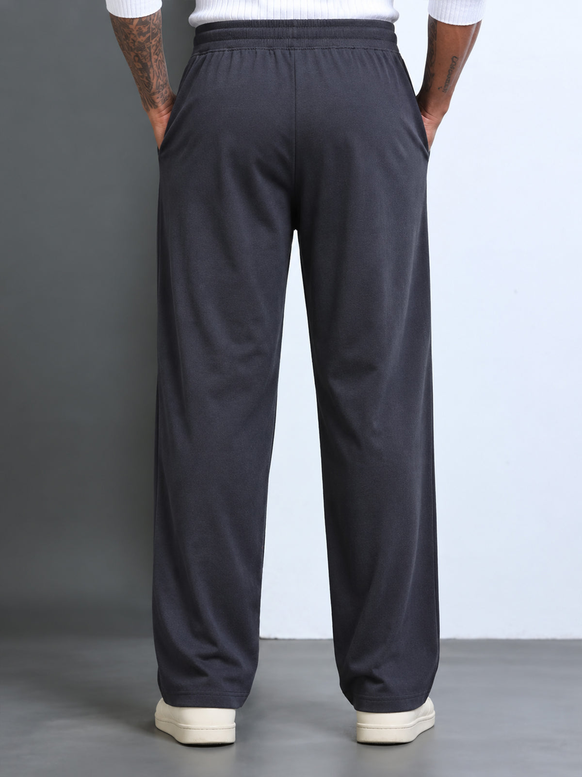 ARDEUR STREETZ Men Steel Grey Cotton Blend Have Fun Printed Baggy Fit Track Pants