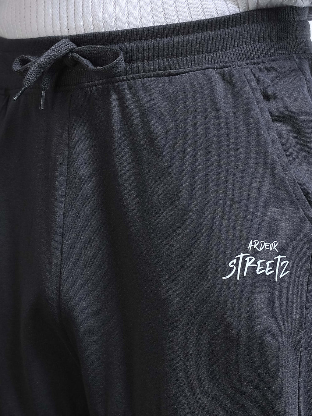 ARDEUR STREETZ Men Steel Grey Cotton Blend Have Fun Printed Baggy Fit Track Pants