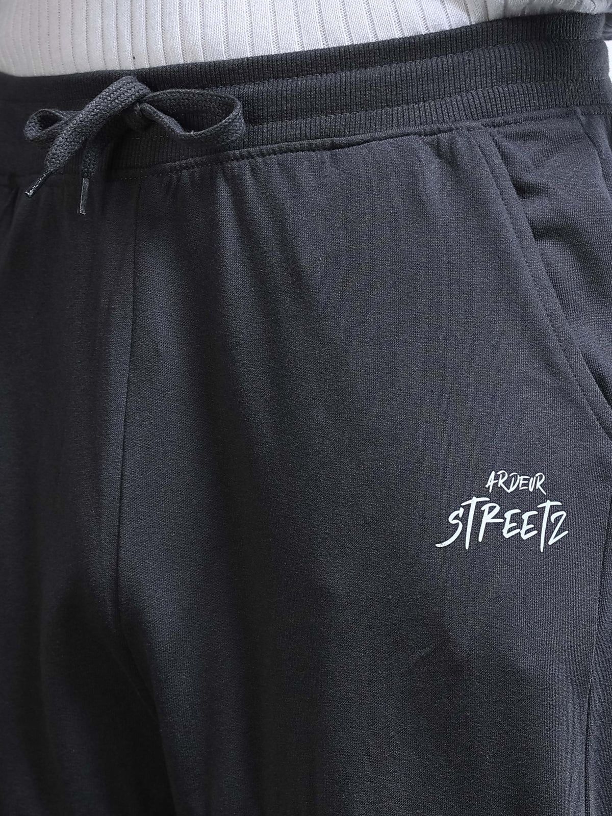 ARDEUR STREETZ Men Steel Grey Cotton Blend Have Fun Printed Baggy Fit Track Pants