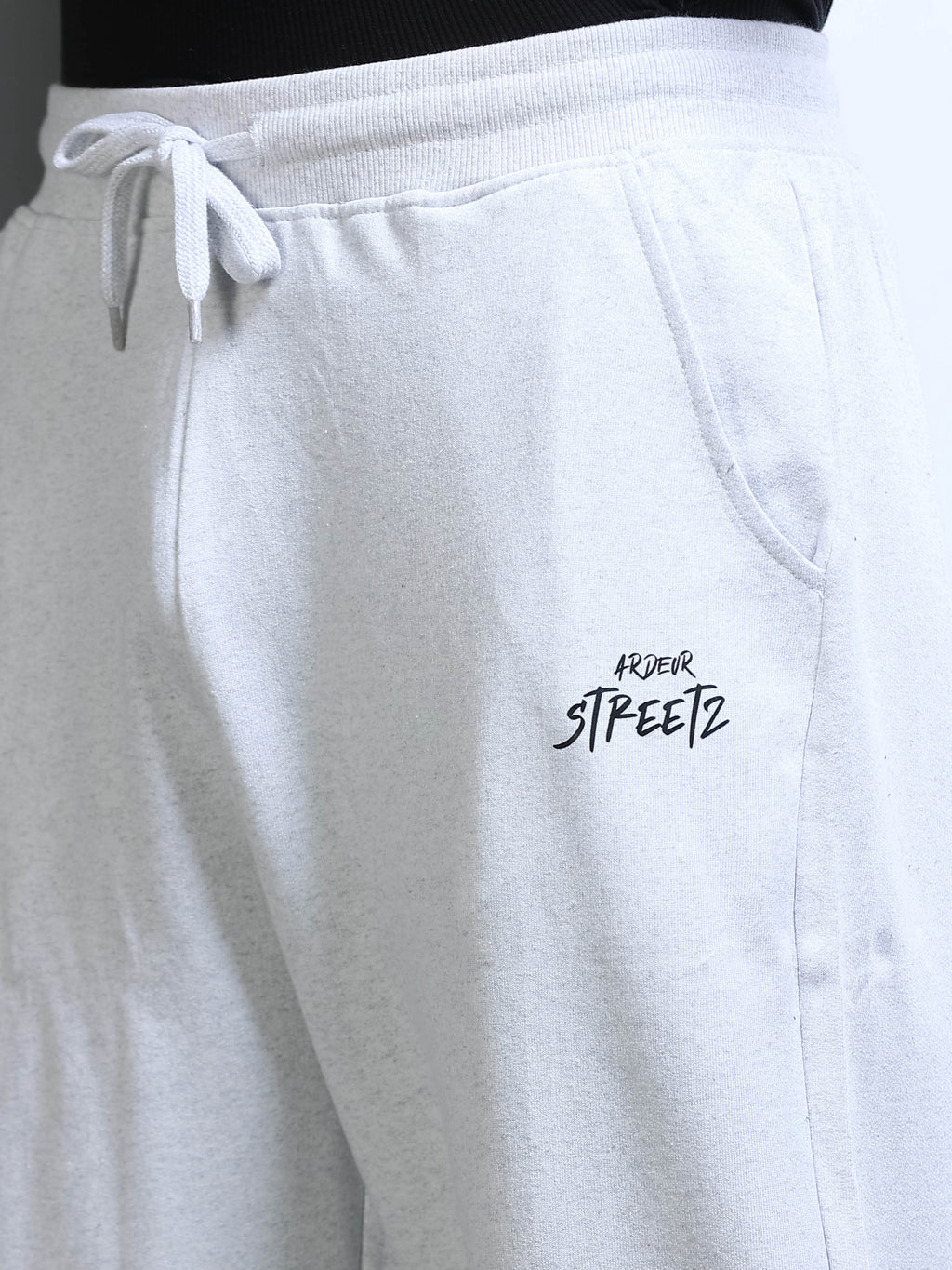 ARDEUR STREETZ Men White Melange Cotton Blend Have Fun Printed Baggy Fit Track Pants