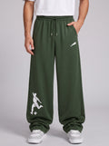 ARDEUR ZEAL IN YOU Mens Olive Cotton Blend Football Printed Baggy Fit Track Pants