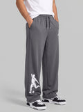 ARDEUR ZEAL IN YOU Mens Steel Grey Cotton Blend Football Printed Baggy Fit Track Pants