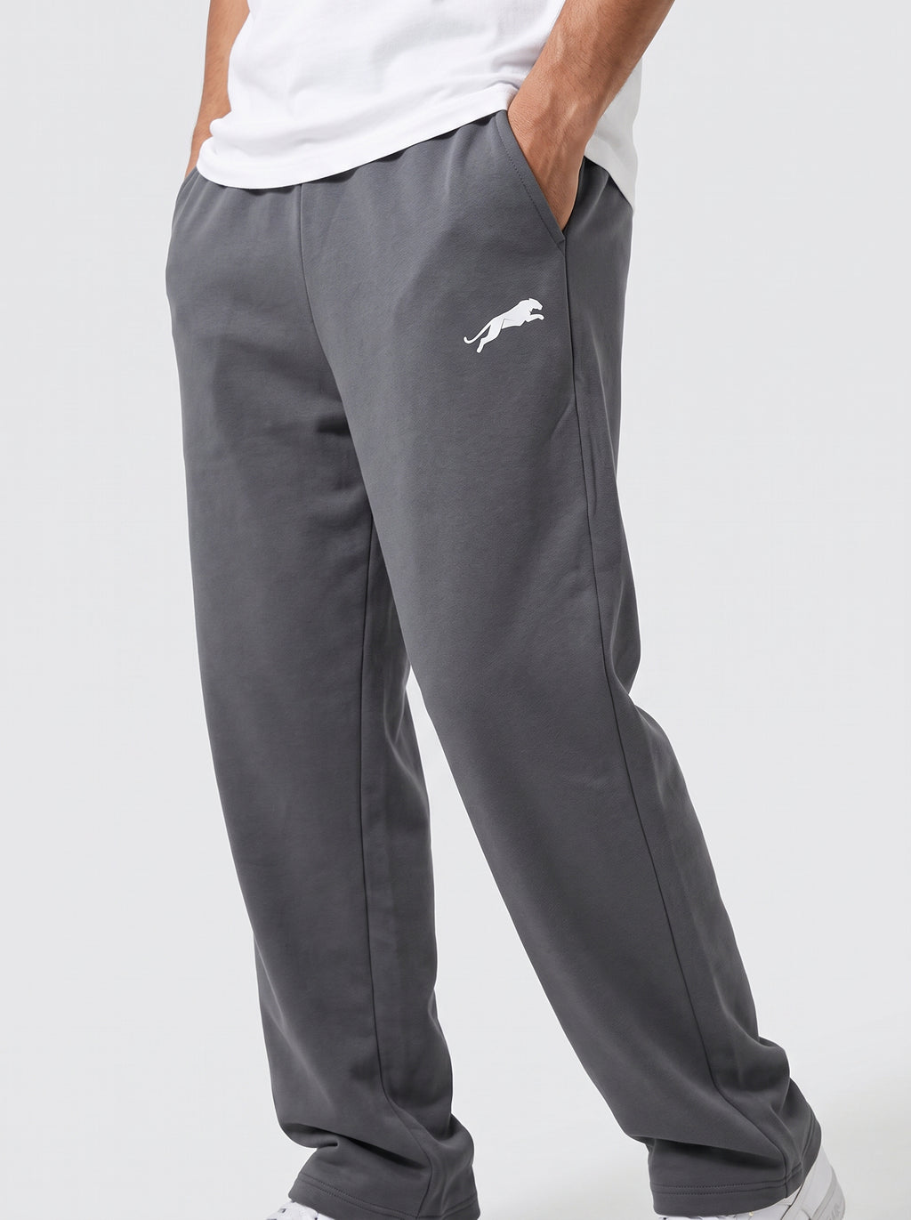 ARDEUR ZEAL IN YOU Mens Steel Grey Cotton Blend Football Printed Baggy Fit Track Pants