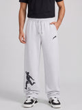 ARDEUR ZEAL IN YOU Mens White Melange Cotton Blend Football Printed Baggy Fit Track Pants