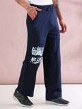 ARDEUR ZEAL IN YOU Mens Navy Cotton Blend No Limits Printed Baggy Fit Track Pants