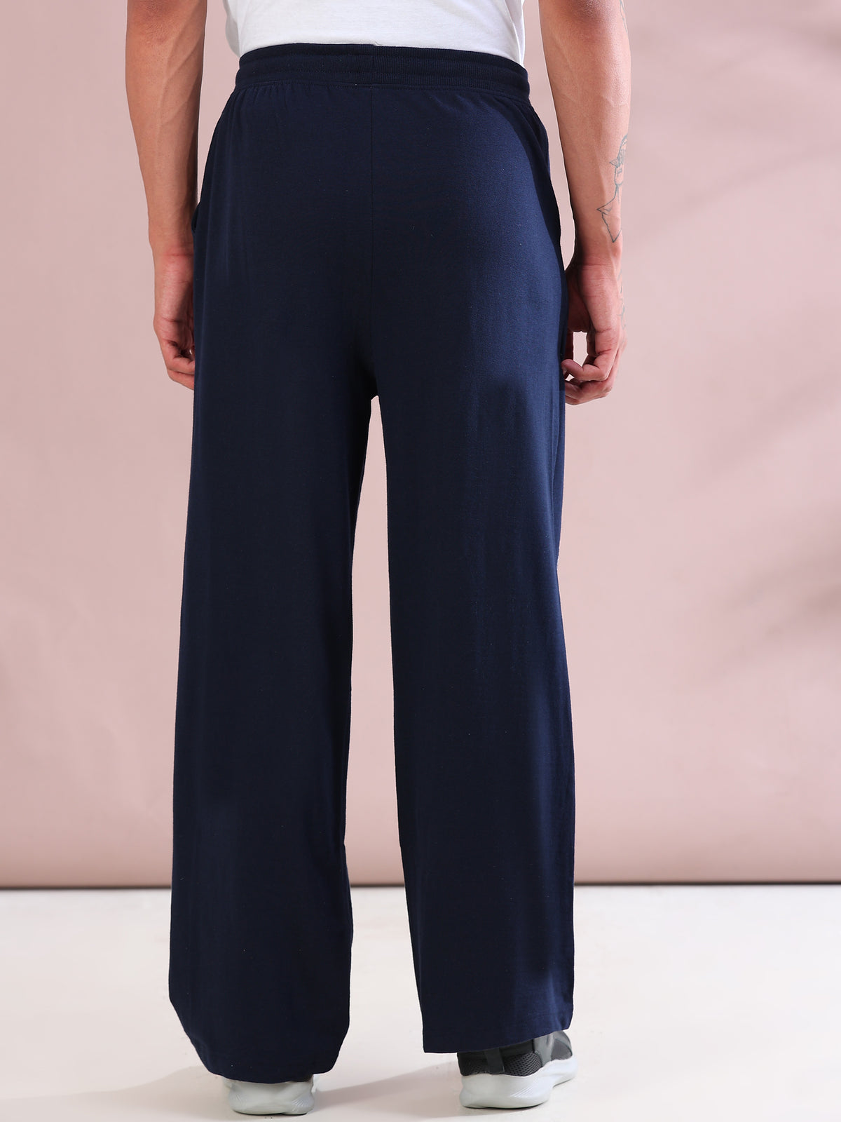 ARDEUR ZEAL IN YOU Mens Navy Cotton Blend No Limits Printed Baggy Fit Track Pants