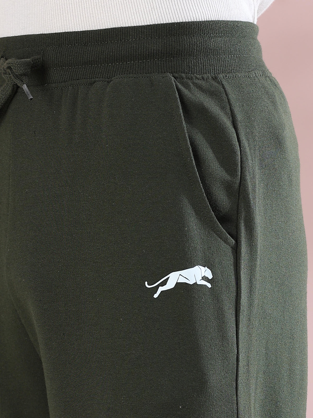 ARDEUR ZEAL IN YOU Mens Olive Cotton Blend No Limits Printed Baggy Fit Track Pants
