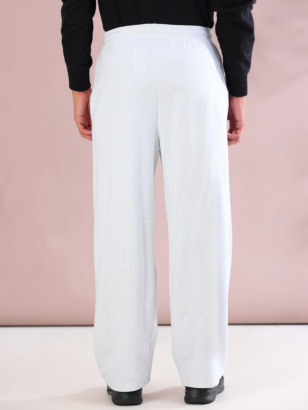 ARDEUR ZEAL IN YOU Mens White Melange Cotton Blend No Limits Printed Baggy Fit Track Pants