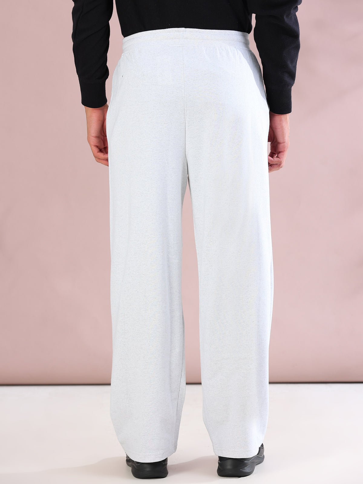 ARDEUR ZEAL IN YOU Mens White Melange Cotton Blend No Limits Printed Baggy Fit Track Pants