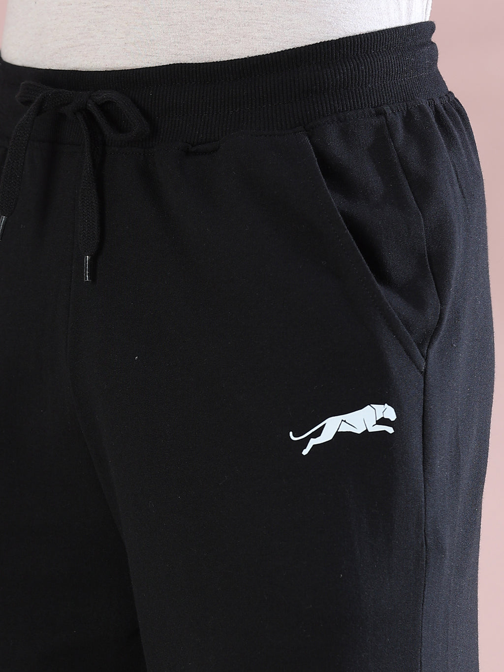 ARDEUR ZEAL IN YOU Mens Black Cotton Blend Don't Sit Get Fit Printed Baggy Fit Track Pants