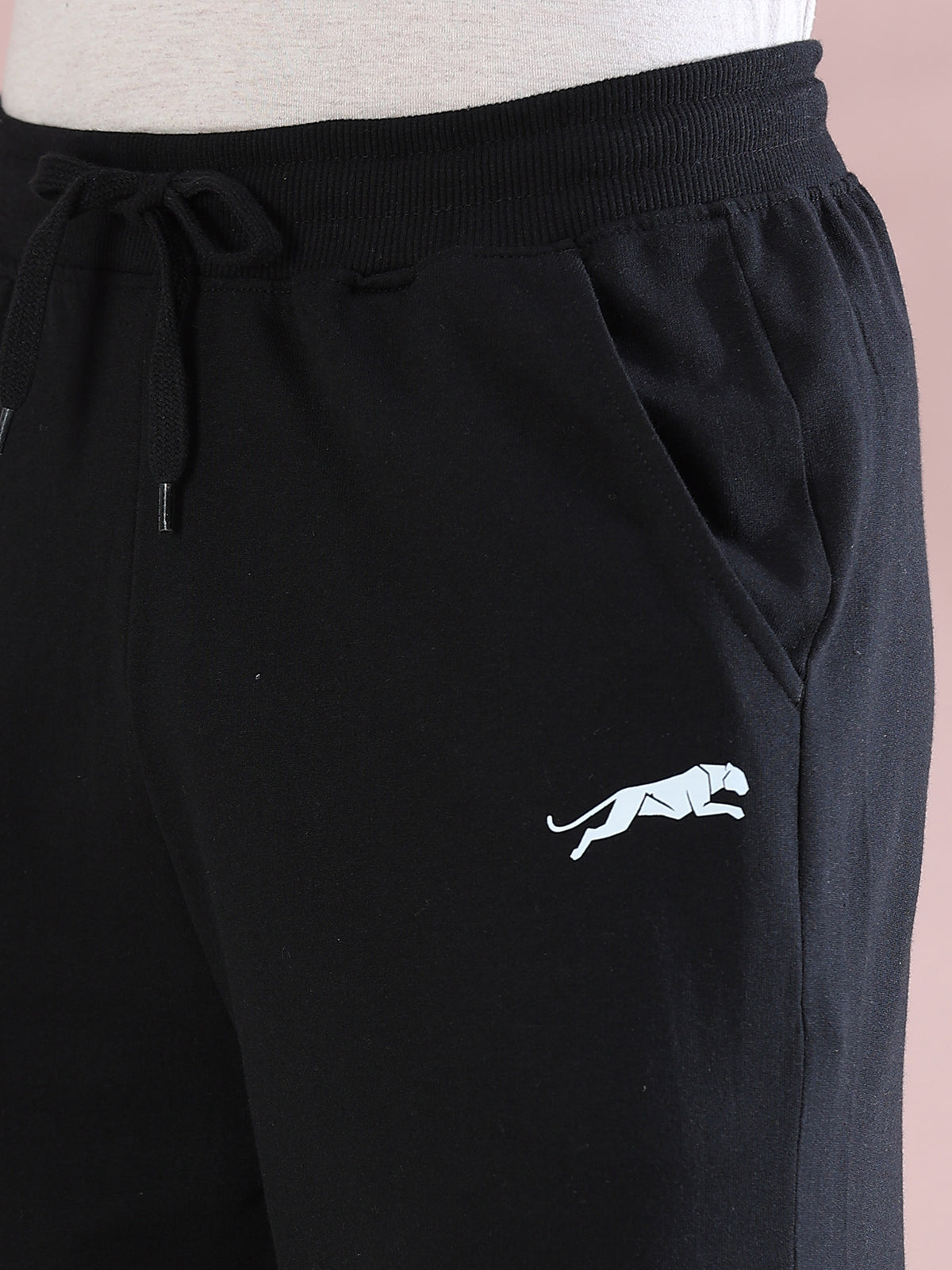 ARDEUR ZEAL IN YOU Mens Black Cotton Blend Don't Sit Get Fit Printed Baggy Fit Track Pants