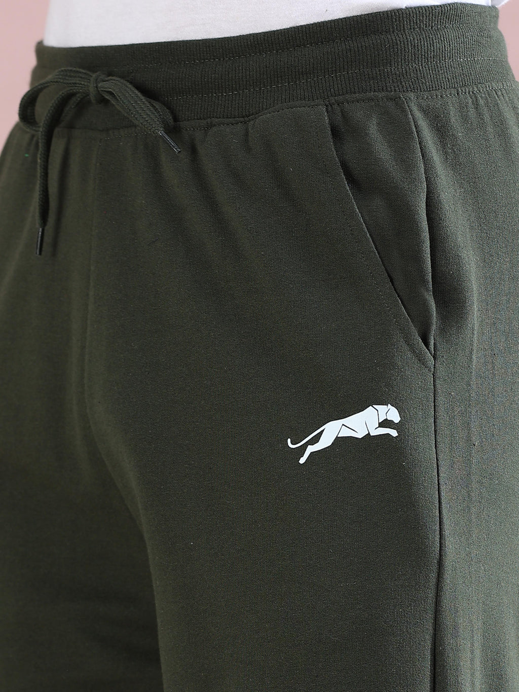 ARDEUR ZEAL IN YOU Mens Olive Cotton Blend Don't Sit Get Fit Printed Baggy Fit Track Pants