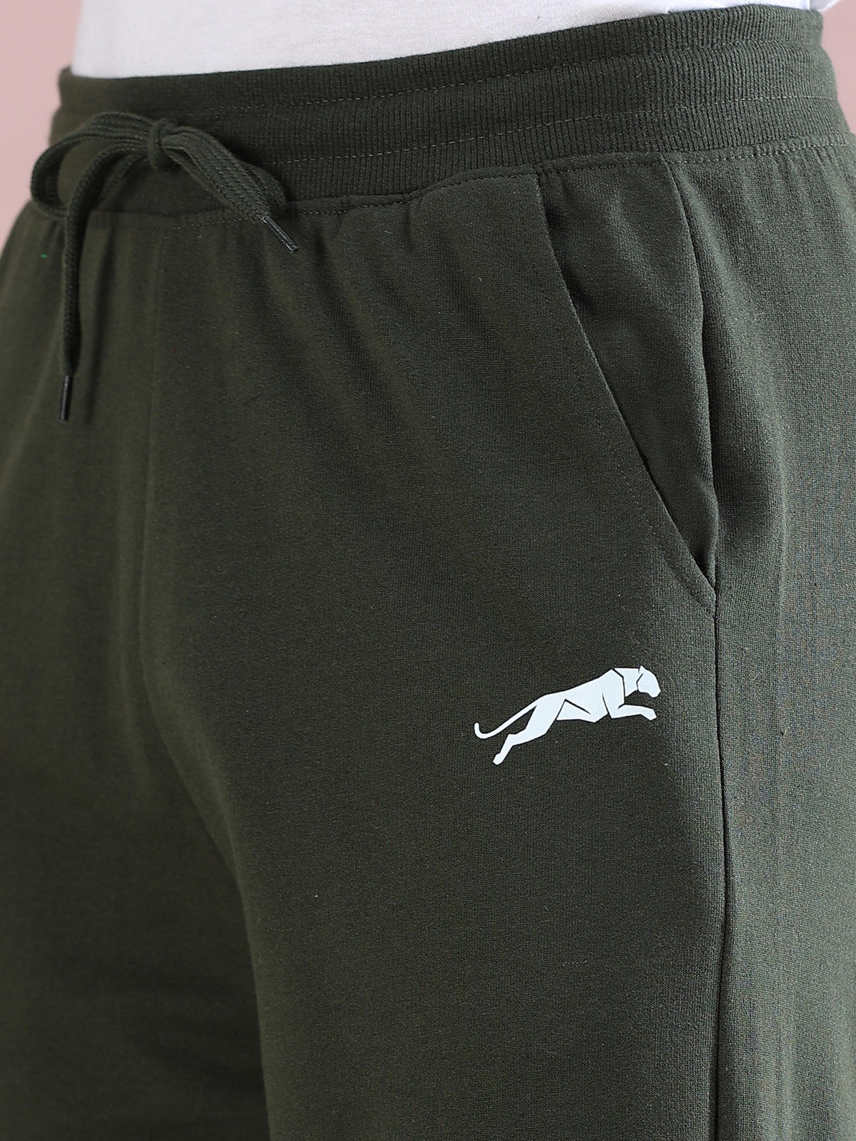 ARDEUR ZEAL IN YOU Mens Olive Cotton Blend Don't Sit Get Fit Printed Baggy Fit Track Pants
