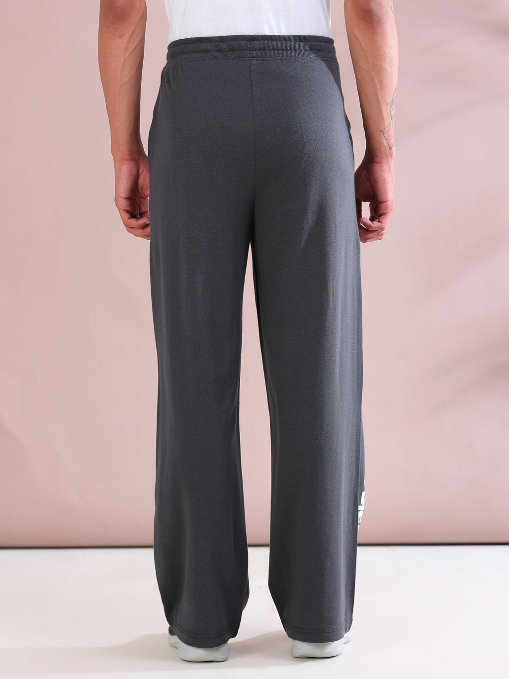 ARDEUR ZEAL IN YOU Mens Steel Grey Cotton Blend Don't Sit Get Fit Printed Baggy Fit Track Pants