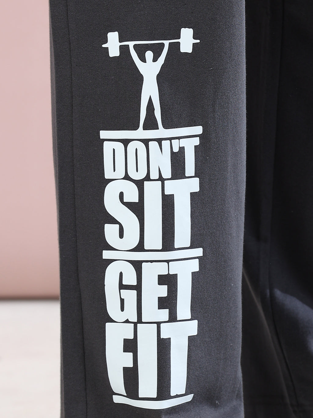 ARDEUR ZEAL IN YOU Mens Steel Grey Cotton Blend Don't Sit Get Fit Printed Baggy Fit Track Pants