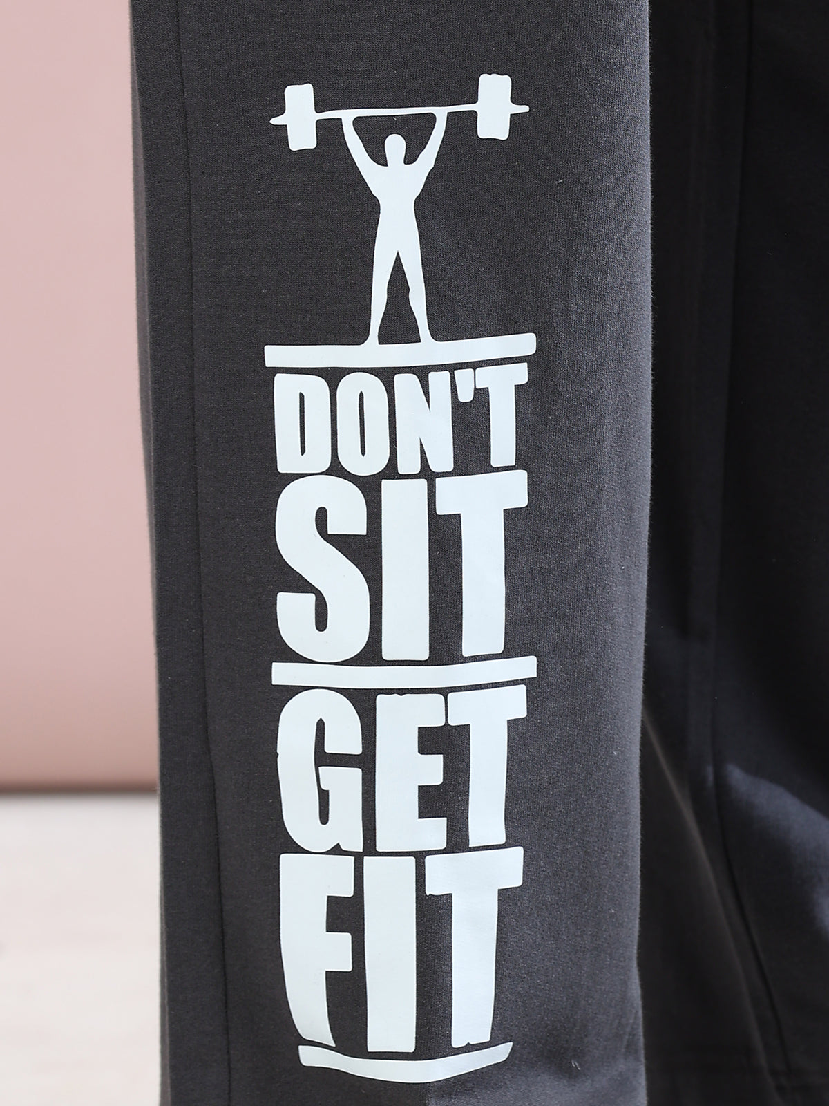 ARDEUR ZEAL IN YOU Mens Steel Grey Cotton Blend Don't Sit Get Fit Printed Baggy Fit Track Pants