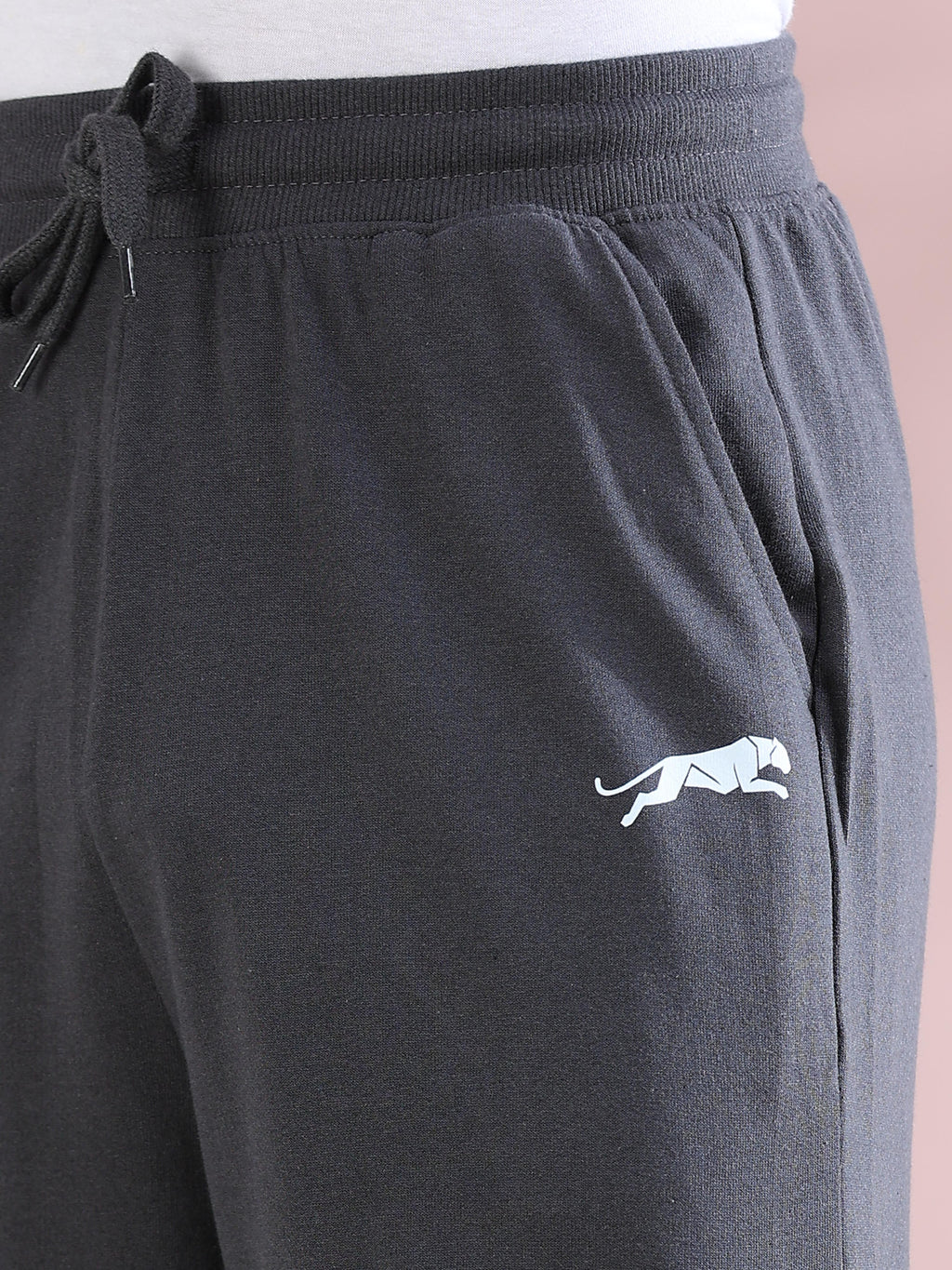 ARDEUR ZEAL IN YOU Mens Steel Grey Cotton Blend Don't Sit Get Fit Printed Baggy Fit Track Pants