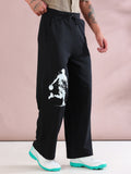 ARDEUR ZEAL IN YOU Mens Black Cotton Blend Basketball Printed Baggy Fit Track Pants
