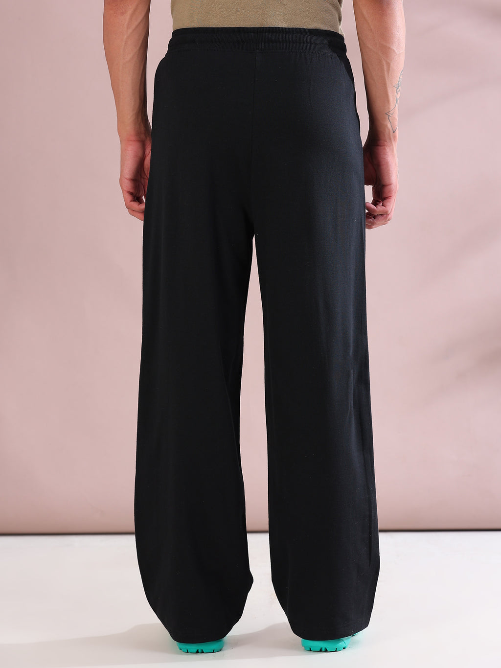 ARDEUR ZEAL IN YOU Mens Black Cotton Blend Basketball Printed Baggy Fit Track Pants