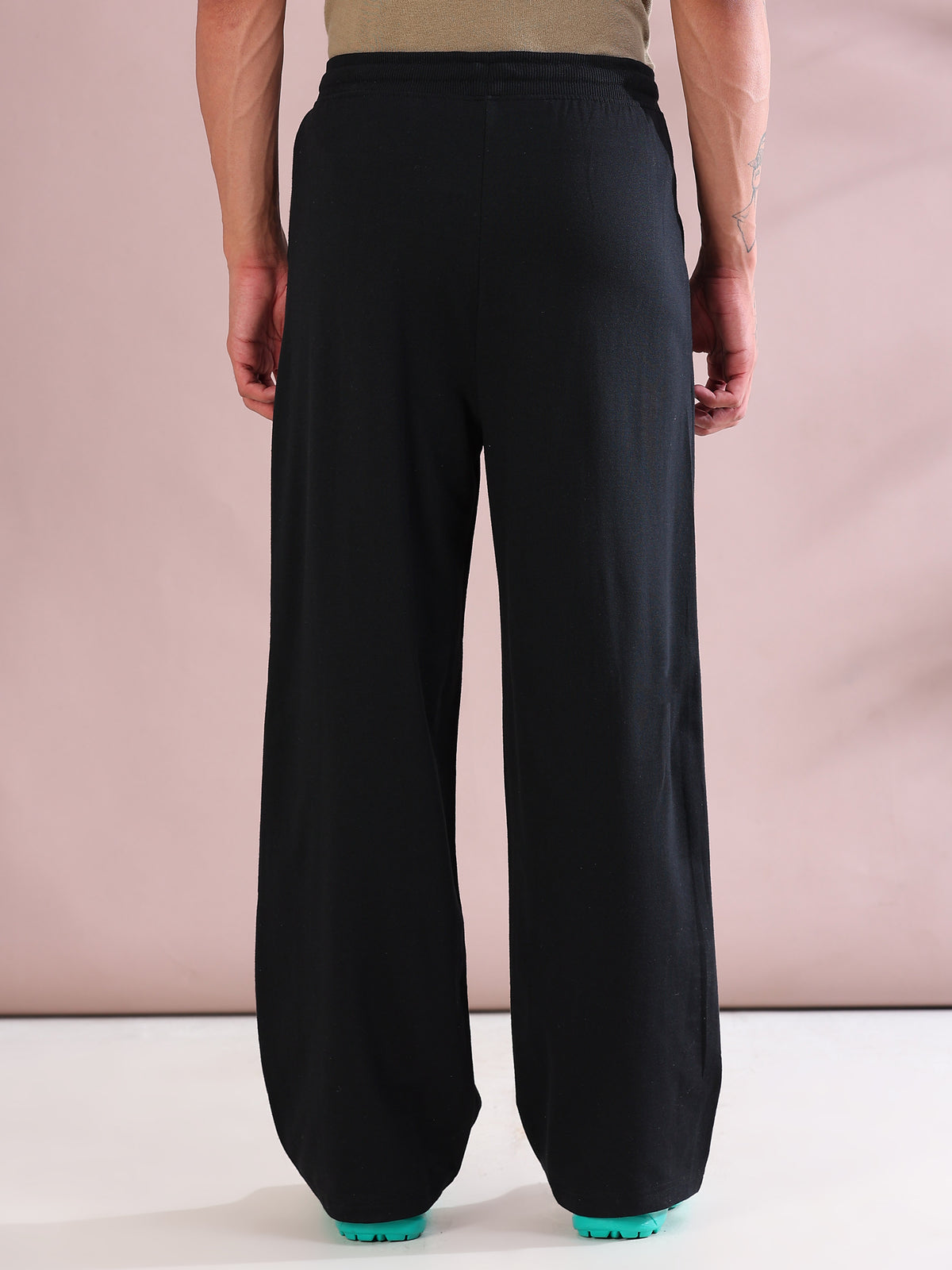 ARDEUR ZEAL IN YOU Mens Black Cotton Blend Basketball Printed Baggy Fit Track Pants
