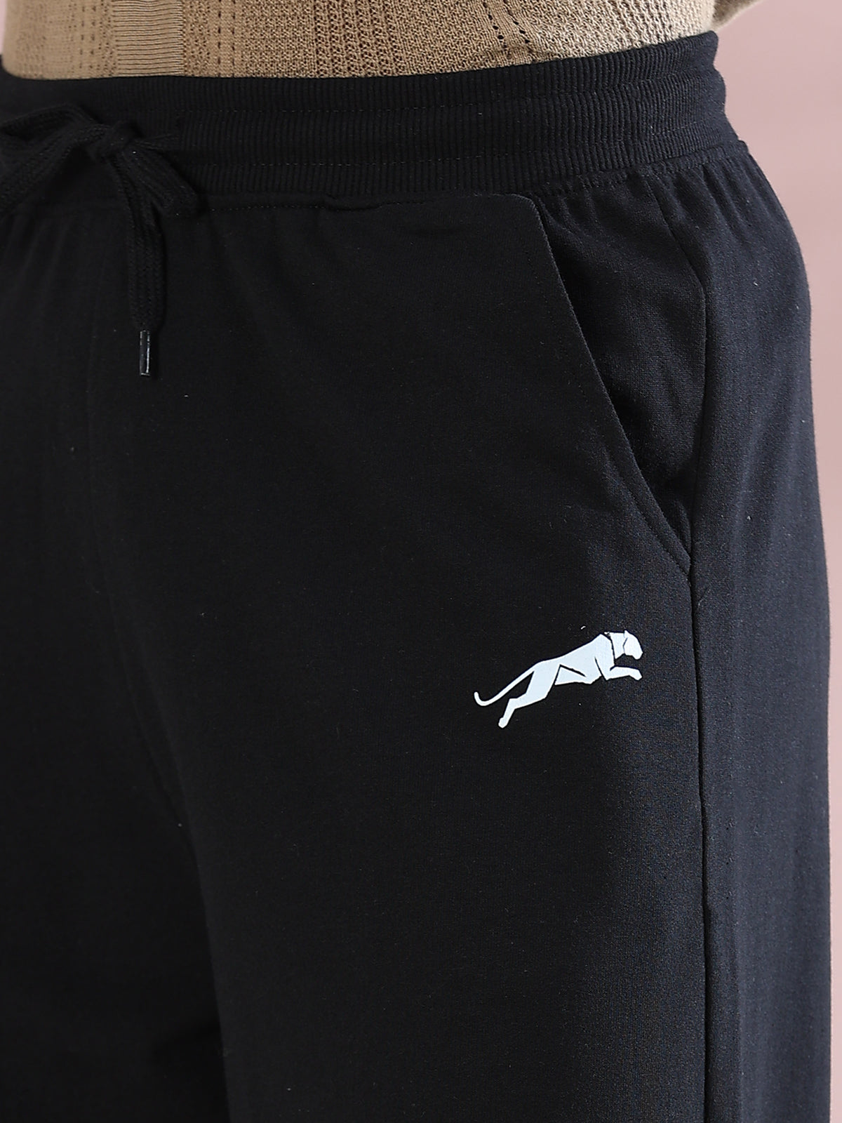 ARDEUR ZEAL IN YOU Mens Black Cotton Blend Basketball Printed Baggy Fit Track Pants