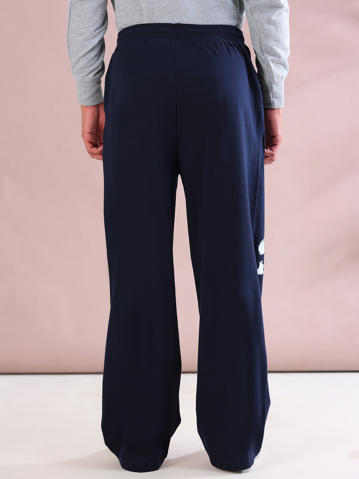 ARDEUR ZEAL IN YOU Mens Navy Cotton Blend Basketball Printed Baggy Fit Track Pants