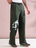 ARDEUR ZEAL IN YOU Mens Olive Cotton Blend Basketball Printed Baggy Fit Track Pants