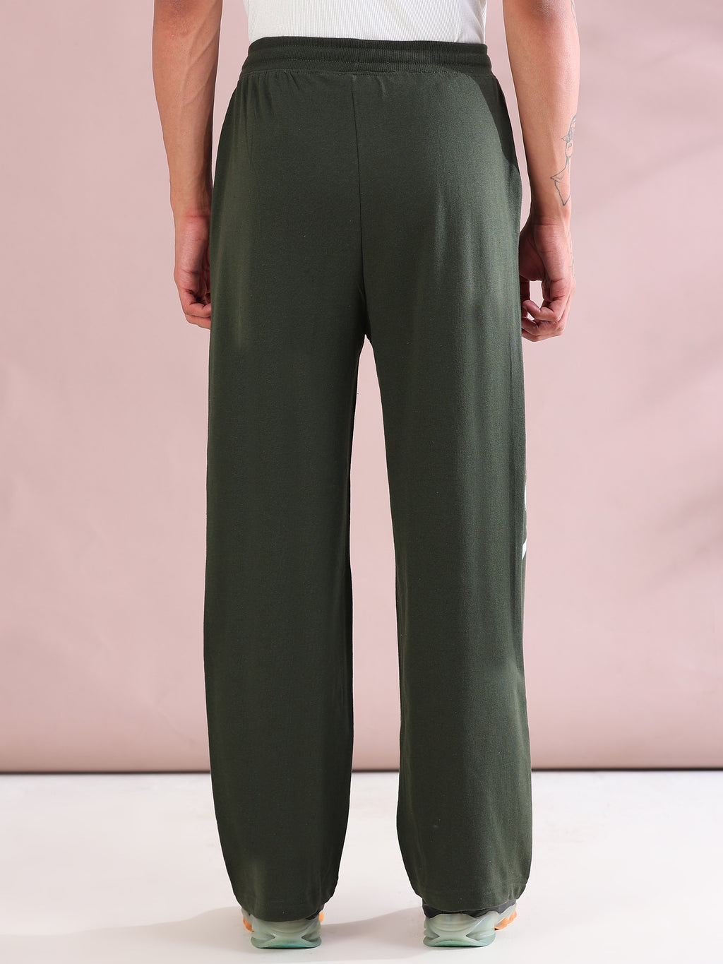 ARDEUR ZEAL IN YOU Mens Olive Cotton Blend Basketball Printed Baggy Fit Track Pants