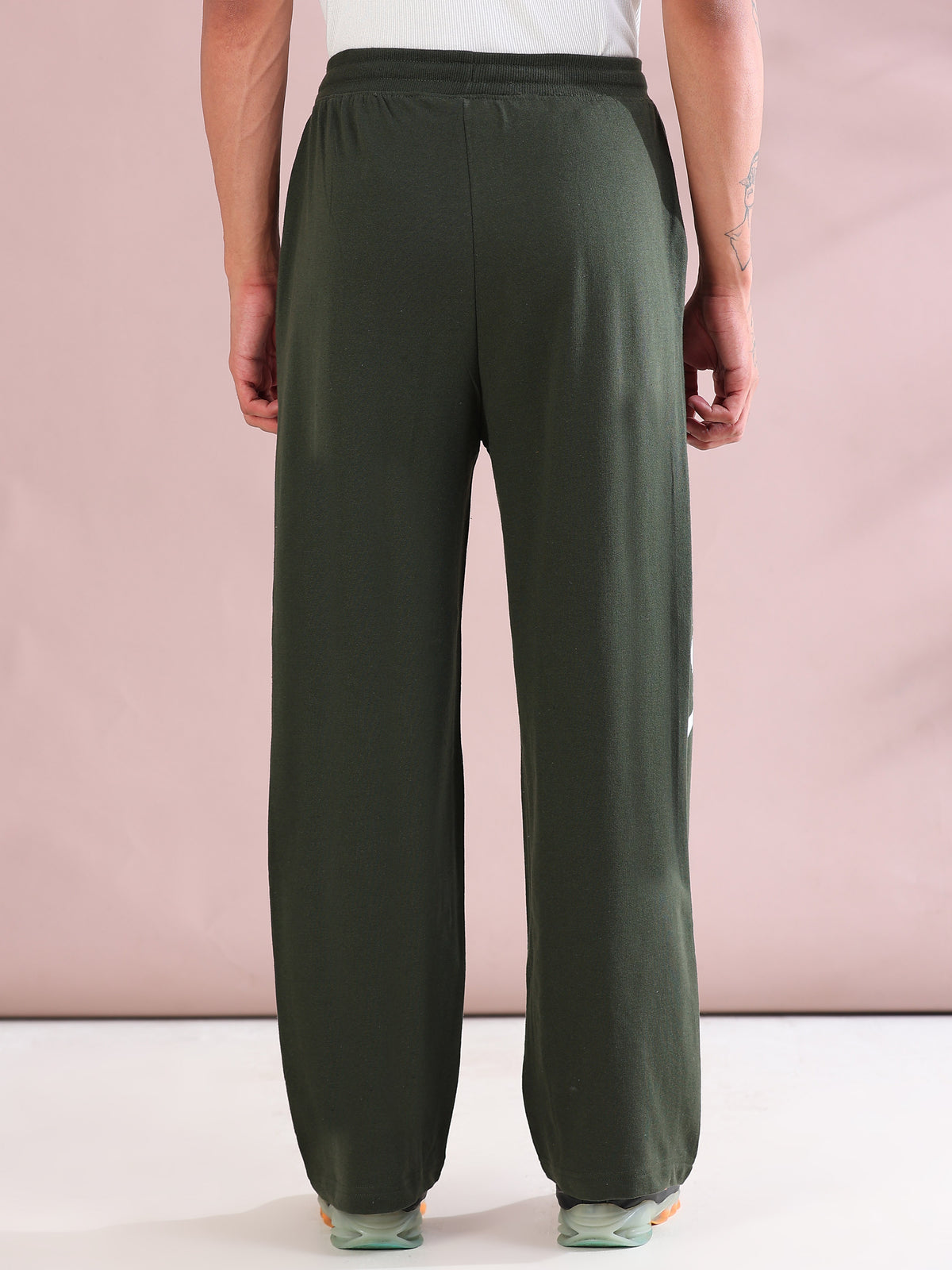 ARDEUR ZEAL IN YOU Mens Olive Cotton Blend Basketball Printed Baggy Fit Track Pants