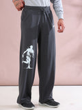 ARDEUR ZEAL IN YOU Mens Steel Grey Cotton Blend Basketball Printed Baggy Fit Track Pants