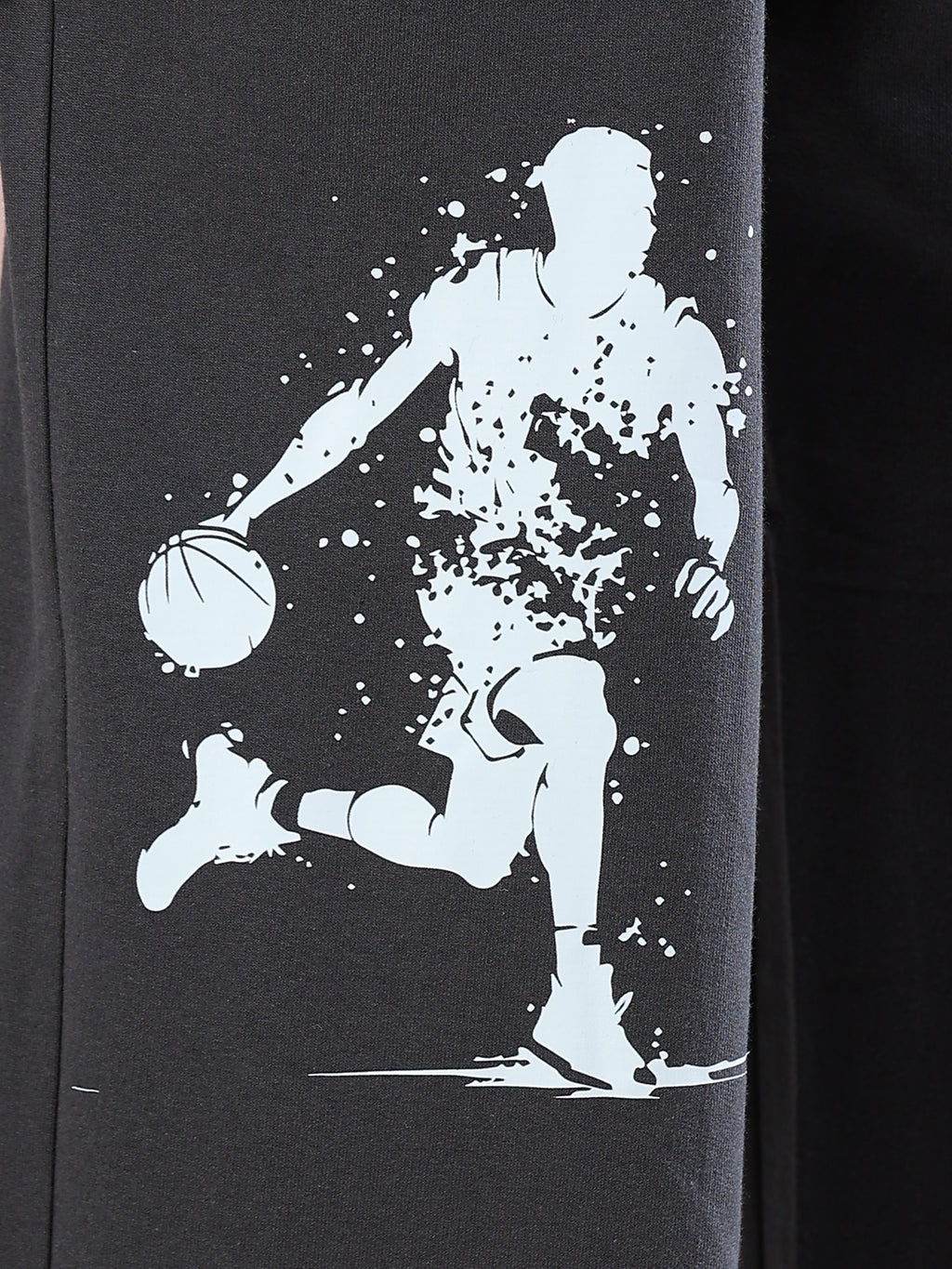 ARDEUR ZEAL IN YOU Mens Steel Grey Cotton Blend Basketball Printed Baggy Fit Track Pants