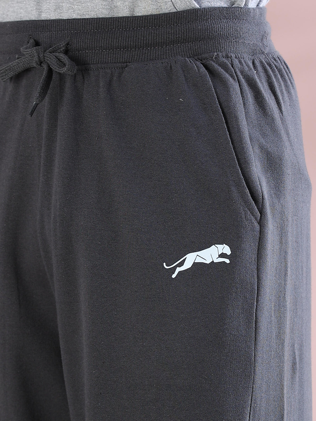 ARDEUR ZEAL IN YOU Mens Steel Grey Cotton Blend Basketball Printed Baggy Fit Track Pants