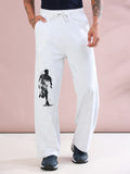 ARDEUR ZEAL IN YOU Mens White Melange Cotton Blend Basketball Printed Baggy Fit Track Pants