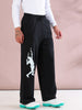 ARDEUR ZEAL IN YOU Mens Black Cotton Blend Tennis Printed Baggy Fit Track Pants