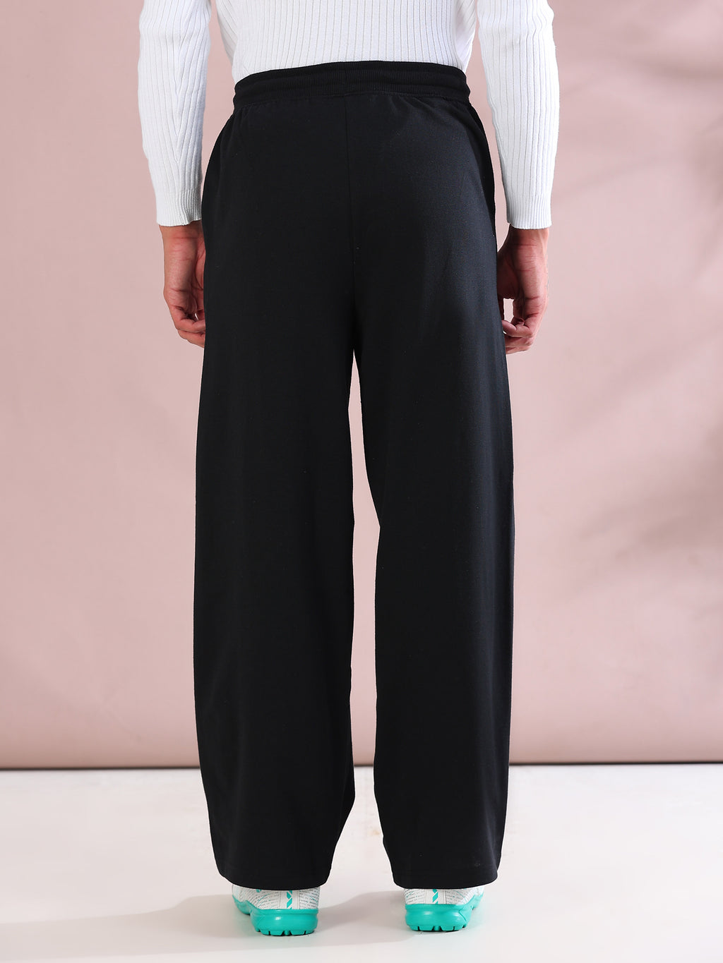 ARDEUR ZEAL IN YOU Mens Black Cotton Blend Tennis Printed Baggy Fit Track Pants