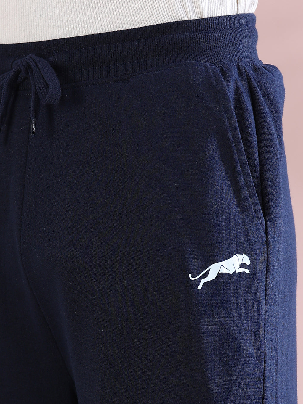 ARDEUR ZEAL IN YOU Mens Navy Cotton Blend Tennis Printed Baggy Fit Track Pants