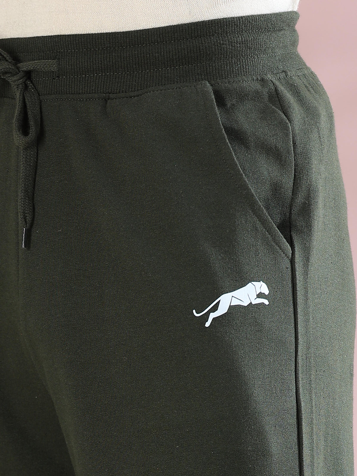 ARDEUR ZEAL IN YOU Mens Olive Cotton Blend Tennis Printed Baggy Fit Track Pants