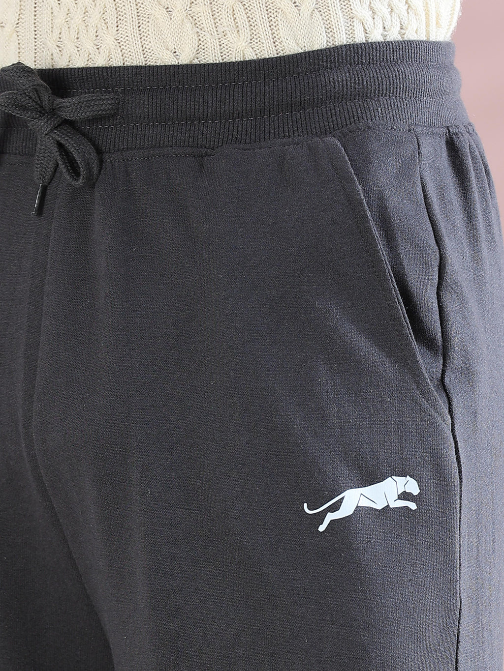 ARDEUR ZEAL IN YOU Mens Steel Grey Cotton Blend Tennis Printed Baggy Fit Track Pants