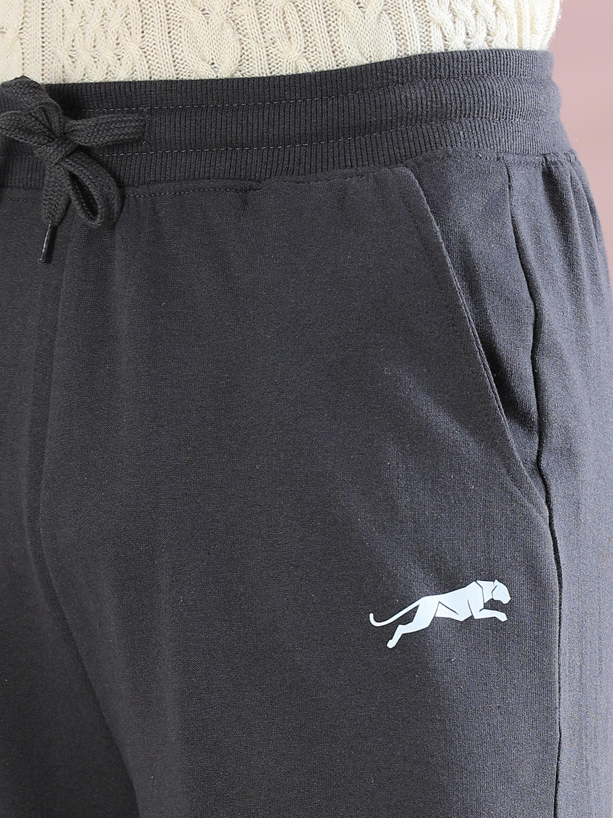 ARDEUR ZEAL IN YOU Mens Steel Grey Cotton Blend Tennis Printed Baggy Fit Track Pants